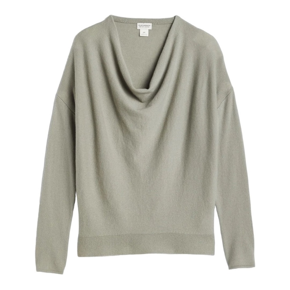 Club Monaco Cowl Neck Cashmere Sweater - Light Olive